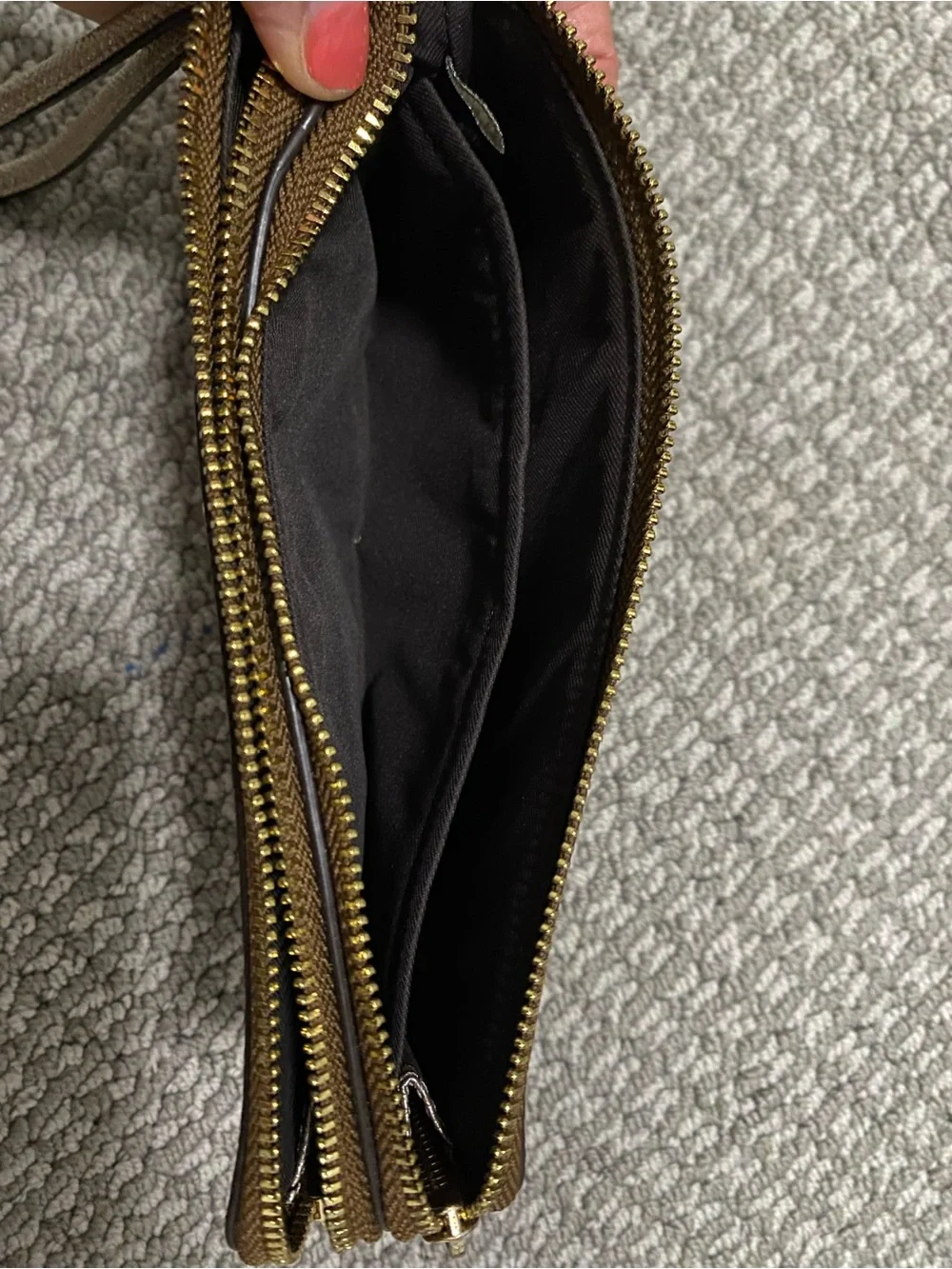 Large Coach Brown Signature Logo Wristlet with Gold Hardware